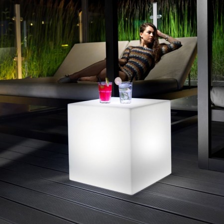 Pouf home fitting CUBE with light, LYXO