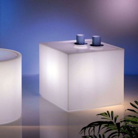 Tavolino BLOK cubo con luce, LYXO