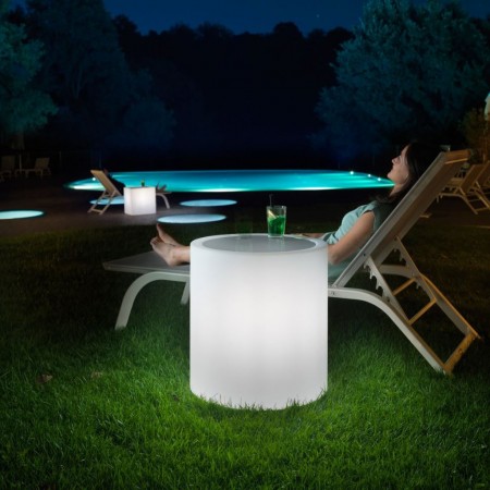 BLOK cylinder coffee table with light, LYXO