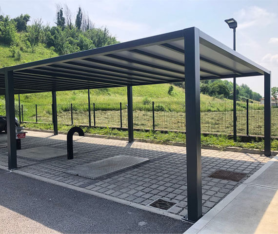 Fixed fabric pergolas